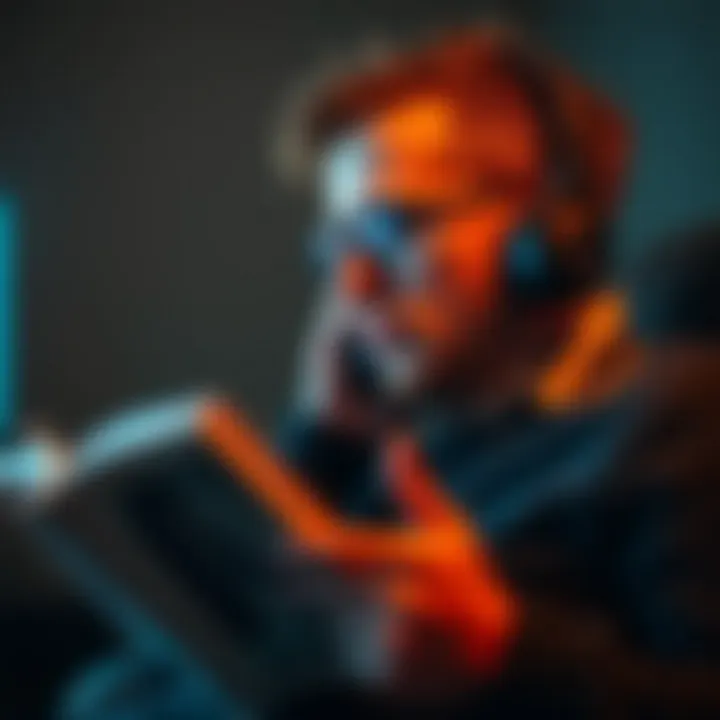 An individual listening to an audiobook with focus