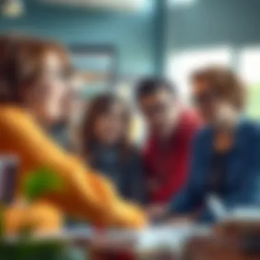 A group of diverse students discussing psychology