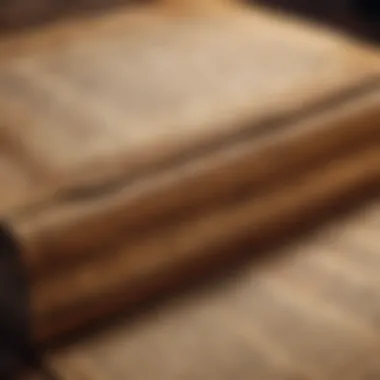 Ancient Textual Treasures A close-up of an ancient manuscript with intricate designs