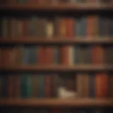 A collection of historical books on a wooden shelf