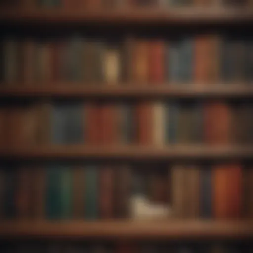 A collection of historical books on a wooden shelf