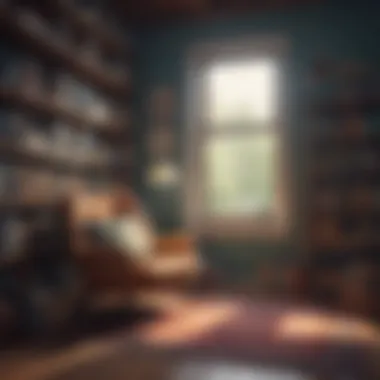 Ideal Reading Nook for Thoughtful Exploration A serene reading nook featuring a comfortable chair and a small shelf filled with thought-provoking titles.