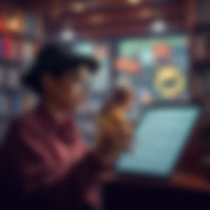 Diverse Literary Exploration Reader exploring diverse literary content on Bookship