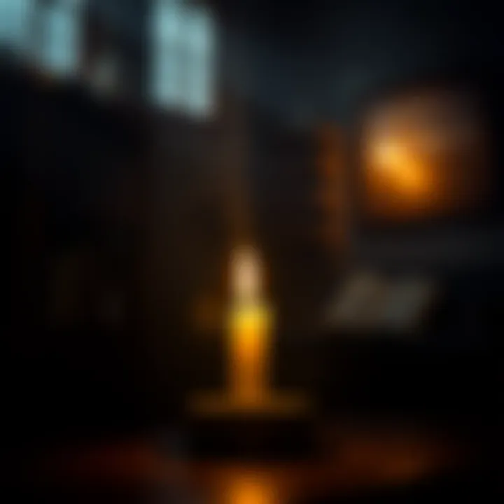 Guiding Light in Spiritual Exploration A candle illuminating a dark room, symbolizing guidance