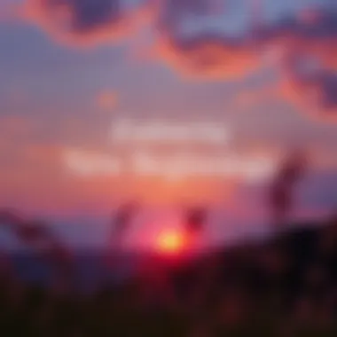 A serene landscape with a sunrise symbolizing new beginnings