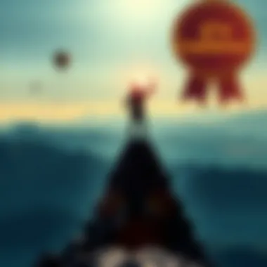 Confidence at New Heights A silhouette of a person standing confidently on a mountain peak