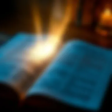 An open book with light emanating from its pages, symbolizing revelation