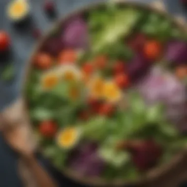 A close-up of a fresh salad showcasing an array of natural ingredients