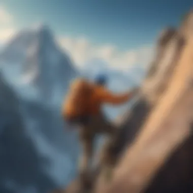 Climbing Towards Success A mountain climber reaching for the summit, illustrating perseverance.