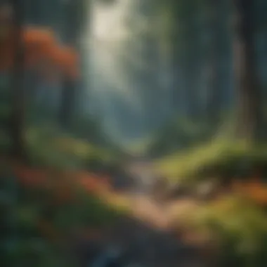 Ecosystem Flourishing in Absence A serene, uninhabited forest thriving with diverse flora and fauna, symbolizing ecological balance.
