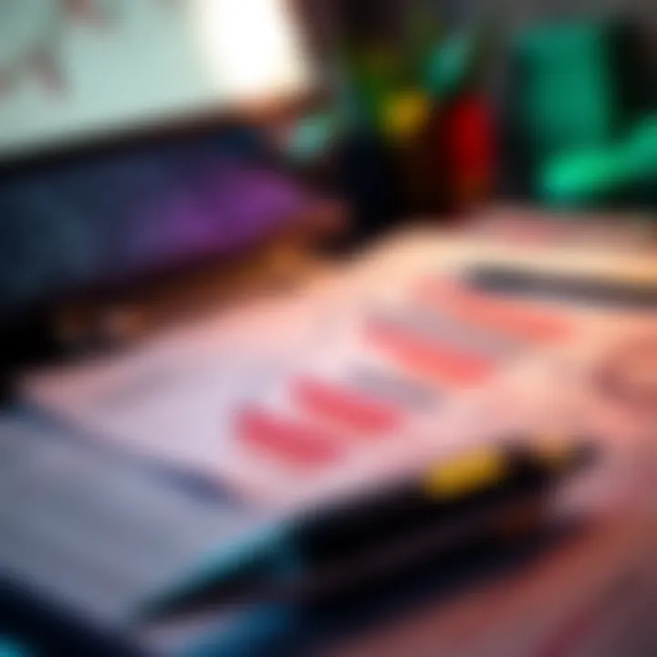 Business Growth Analysis A graph and financial reports laid out, showcasing business growth and analysis