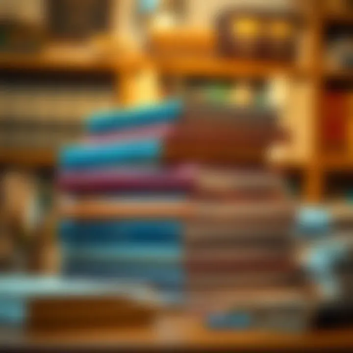 Books Stacked for Entrepreneurs Books stacked on a desk symbolizing knowledge for entrepreneurs