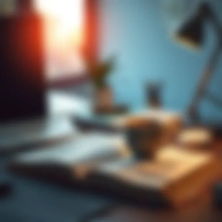 Personal Development Space A serene workspace with a cup of coffee and an open book for personal development