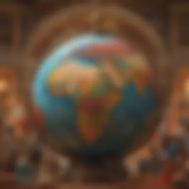 A globe highlighting various cultures and civilizations