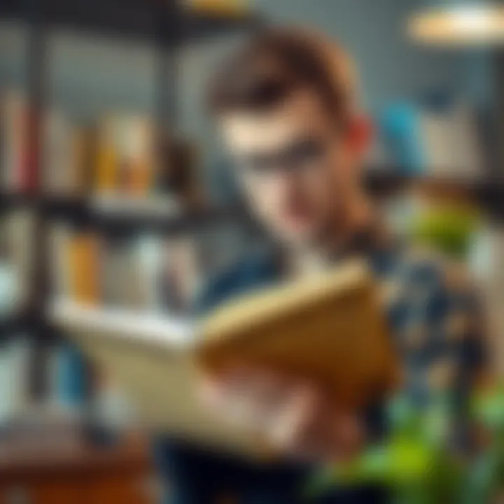 A thoughtful entrepreneur reading a book