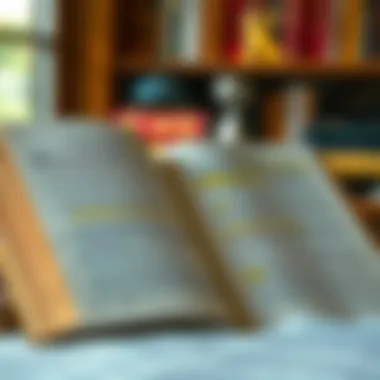 An open book with highlighted passages and notes