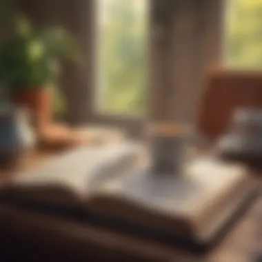 Comfort in Reading An open book with a warm cup of tea beside it