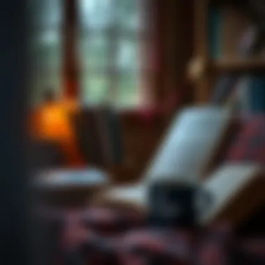 A cozy reading nook with a cup of coffee and books