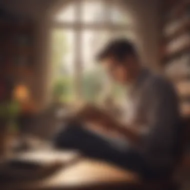 Immersed in Knowledge Person reading a business book in a cozy setting