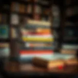 Influential Literature for Success A stack of influential books on a wooden desk