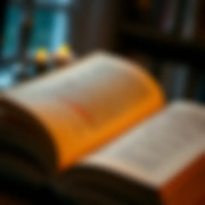 Engaging with Literature An open book with highlighted passages and notes