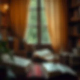 A cozy reading nook adorned with books and warm lighting