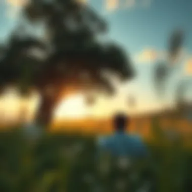 Finding Peace in Pages A serene landscape with a person reading under a tree