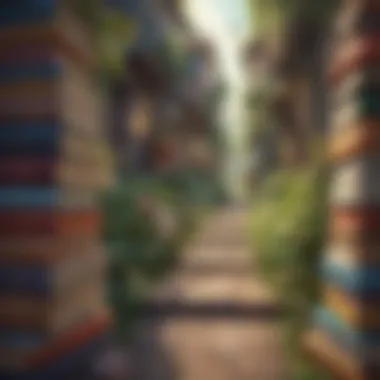 Journeys of Transformation Illustration of pathways diverging with books along the way.