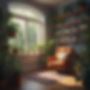 A Space for Growth A serene reading nook filled with plants and natural light.
