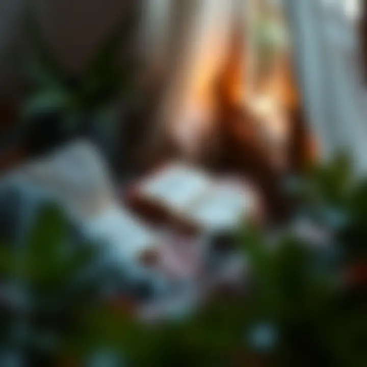 Relaxing reading nook with a smartphone and coffee