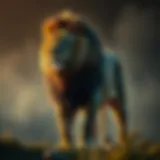 A lion standing tall symbolizing bravery and courage