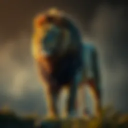 A lion standing tall symbolizing bravery and courage