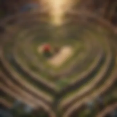 A heart-shaped labyrinth symbolizing the journey of love