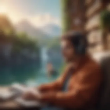 Immersed in Audiobook Insights An individual immersed in thought while enjoying an audiobook, representing personal growth.