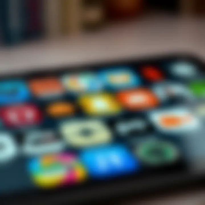 An array of popular book listening app icons displayed on a tablet