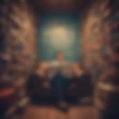Embrace the Power of Words A person reading a book surrounded by motivational quotes on the wall