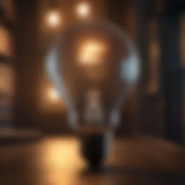Illumination of Thought A light bulb illuminating a dark room, indicating the spark of inspiration and enlightenment.