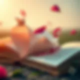 An open book with pages fluttering in the wind, symbolizing the timeless nature of love in literature.