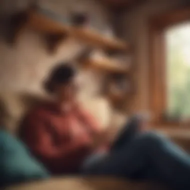 The Comfort of Reading with Technology A person using a tablet in a cozy reading nook