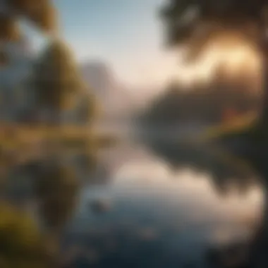 Tranquility and Mindfulness A serene landscape featuring a tranquil lake at sunrise, symbolizing peace and mindfulness