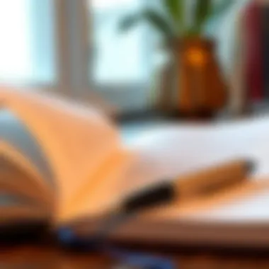 Open journal with motivational quotes and a pen