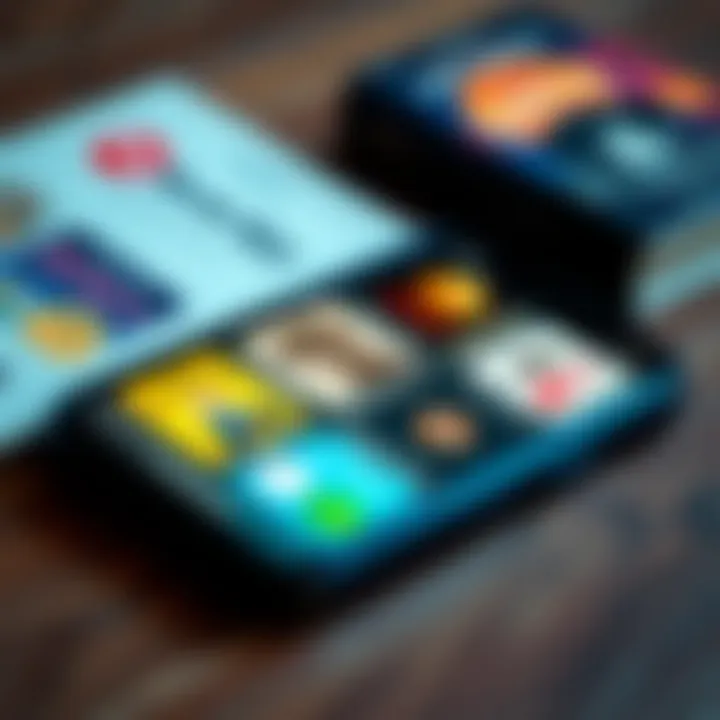 A smartphone displaying multiple book apps in a colorful layout