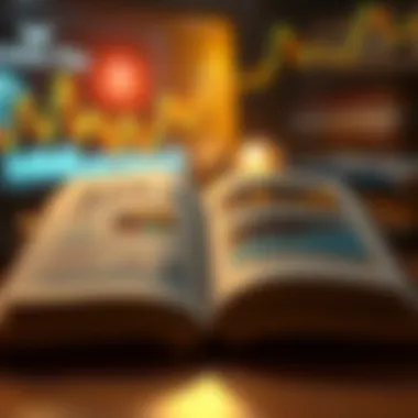 Visualizing Financial Concepts An open book with financial graphs and charts displayed on its pages.