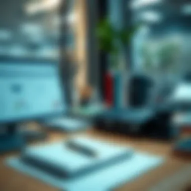 Workspace for Financial Excellence A modern workspace featuring a notebook and tools for financial modeling.