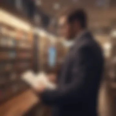 Reflecting on Sales Knowledge A person contemplating with a book on sales in hand