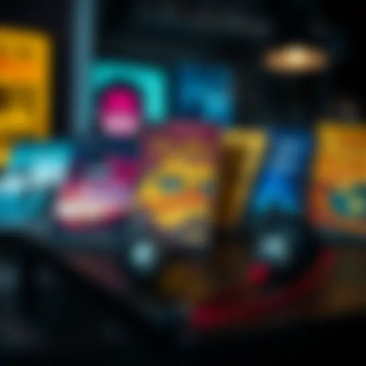 Covering Themes and Narratives An array of audiobook covers showcasing rich themes