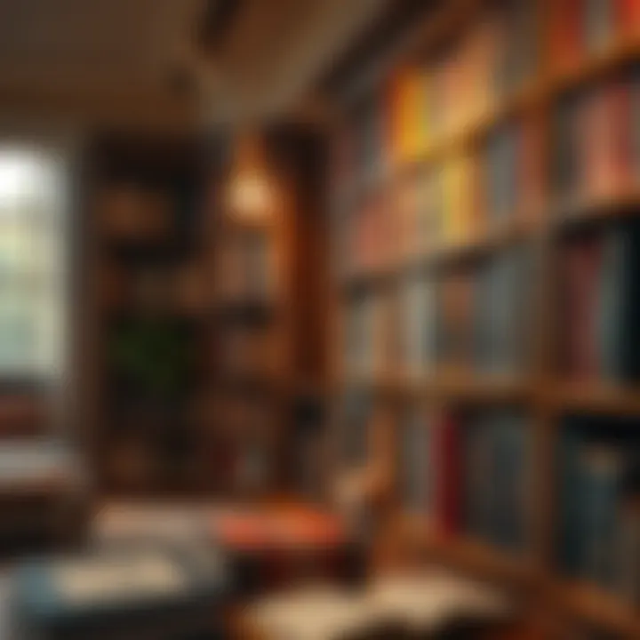 A World of Genres An elegant bookshelf filled with diverse genres of audiobooks