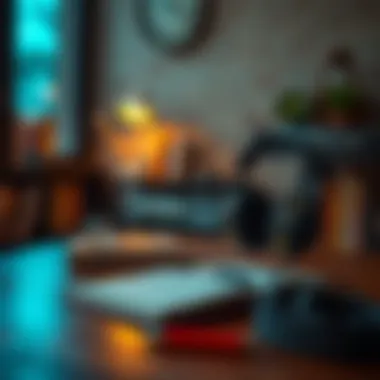 The Perfect Listening Space A serene environment with headphones and a notebook, ideal for listening