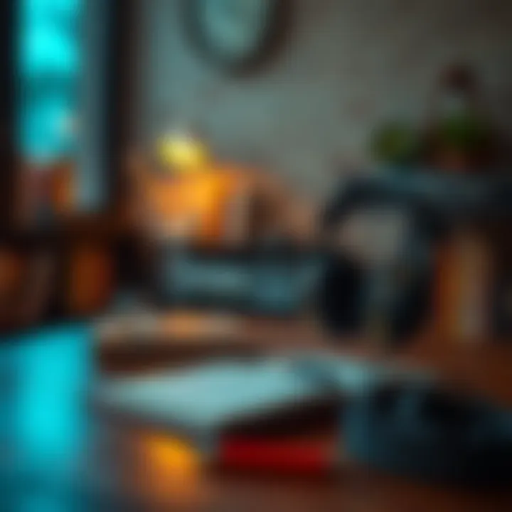 The Perfect Listening Space A serene environment with headphones and a notebook, ideal for listening