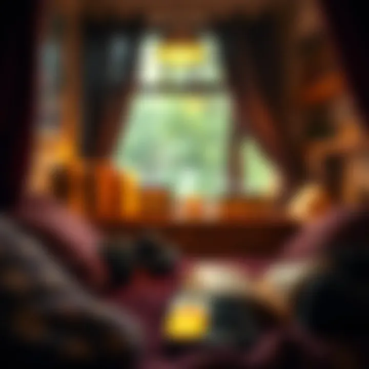 A cozy reading nook featuring headphones and a smartphone